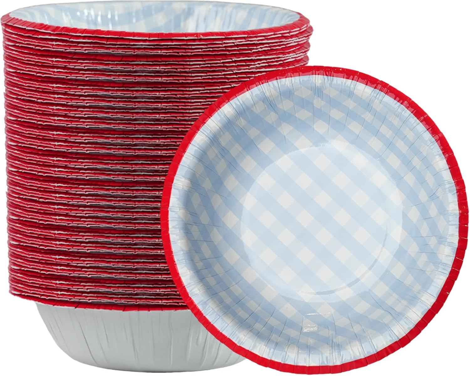 Cherypick Suppenschalen Einweg, 50 Stück, 240 ml, Pappschüsseln im karierten Design, auslaufsicher, schnittfest und mikrowellengeeignet, für Picknick, Camping, Büro, Familienessen und Partys