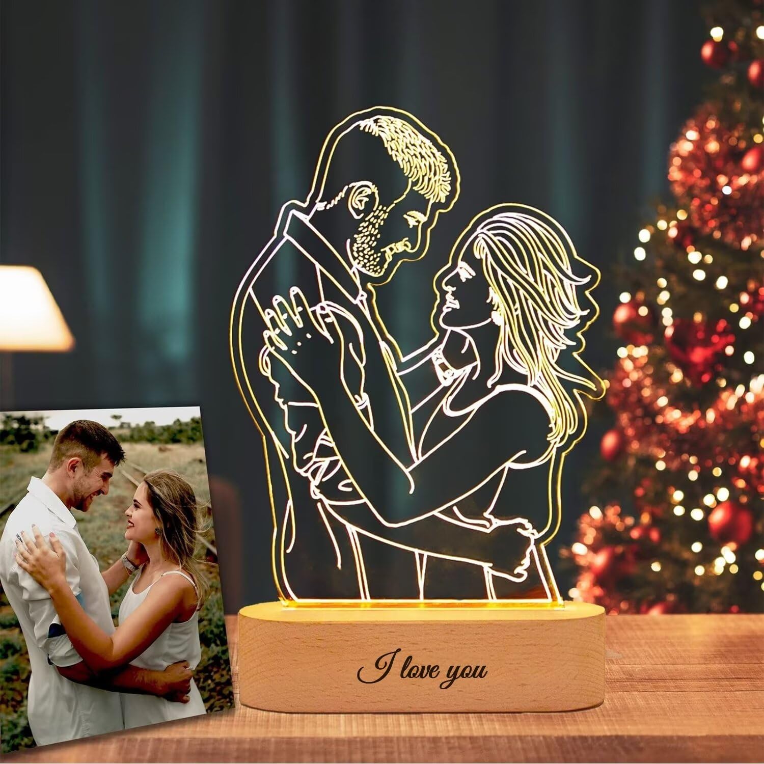 Personalised Birthday Gifts for Women & Men - Personalised Photo Frame with Night Light, Light Up Photo Frame, Personalised Valentines Day Photo Gifts for Him Her Best Friends,Sister,Family