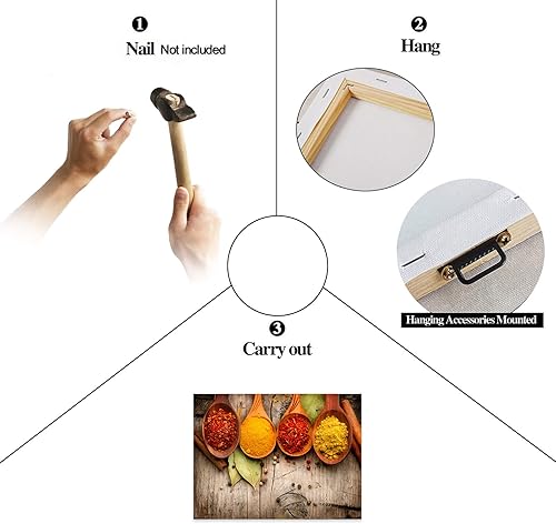 Vista 304 de Arte de decoración de pared para comedor, cocina, cocina, comedor, especias, verduras, cocina, comedor, decoración de pared, pintura artística