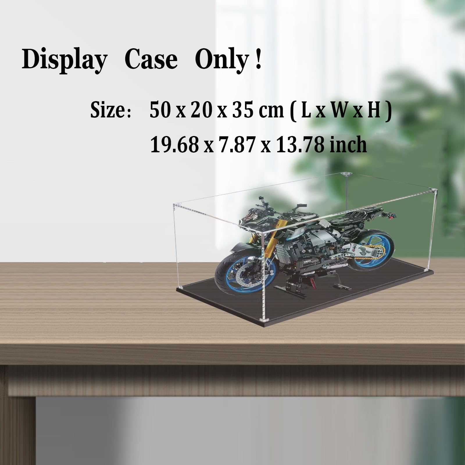 Teca Vetrina per Lego 42159/42202, Acrilico Trasparente Vetrina Collezione Espositiva per [Yamaha-MT10 SP/Ducati-Panigale V4S] - 50x20x35cm | 2mm