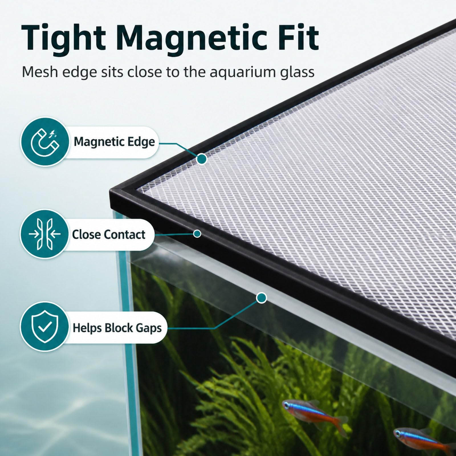 Magnetische Aquariumabdeckung,Fischtankdeckel Schutznetz,Ersatznetz für Aquarien,Aquarium Abdecknetz,Ventilation,Zuschneidbar,für Reptilien,Schildkröten Andere Tiere