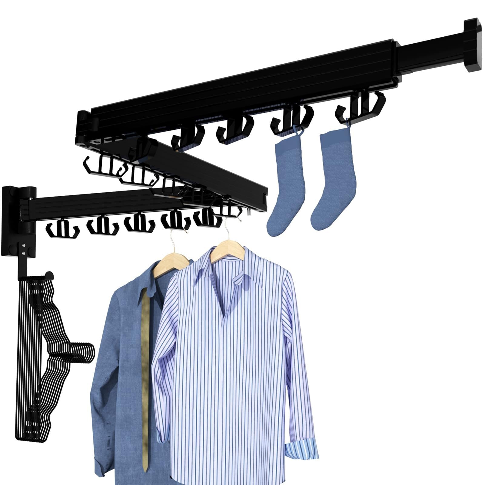 THEGA Stendibiancheria - 3-Fole Pieghevole, Stendibiancheria per Bucato, Stendibiancheria da Parete, per Balcone, Lavanderia, Bagno, Ideale per Case, Dormitori, 18 Ganci