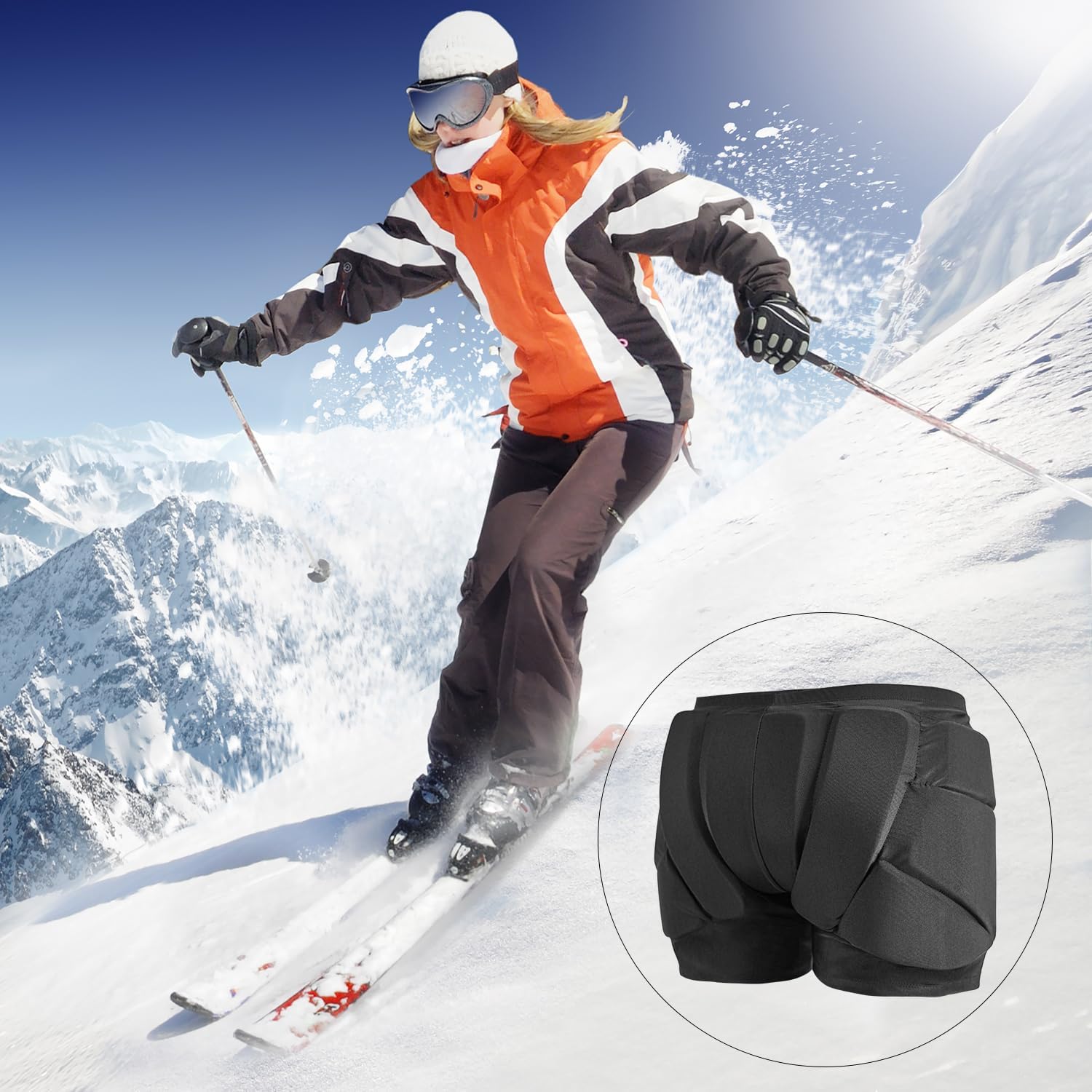 AIDY-PRO Snowboard Padded Shorts Impact Shorts for Snowboarding, Hip and Butt Pads for Skating, Snowboard Butt Pad for Kids Adult