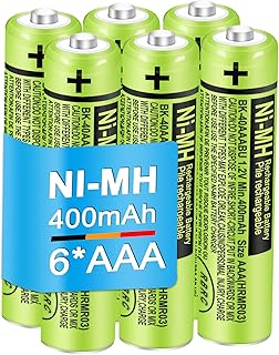 BK-40AAABU 6Pack NI-MH Rechargeable AAA Batteries 400mAh 1.2V AAA Rechargeable Battery for Panasonic Cordless Phones,Remote Controls, Electronics