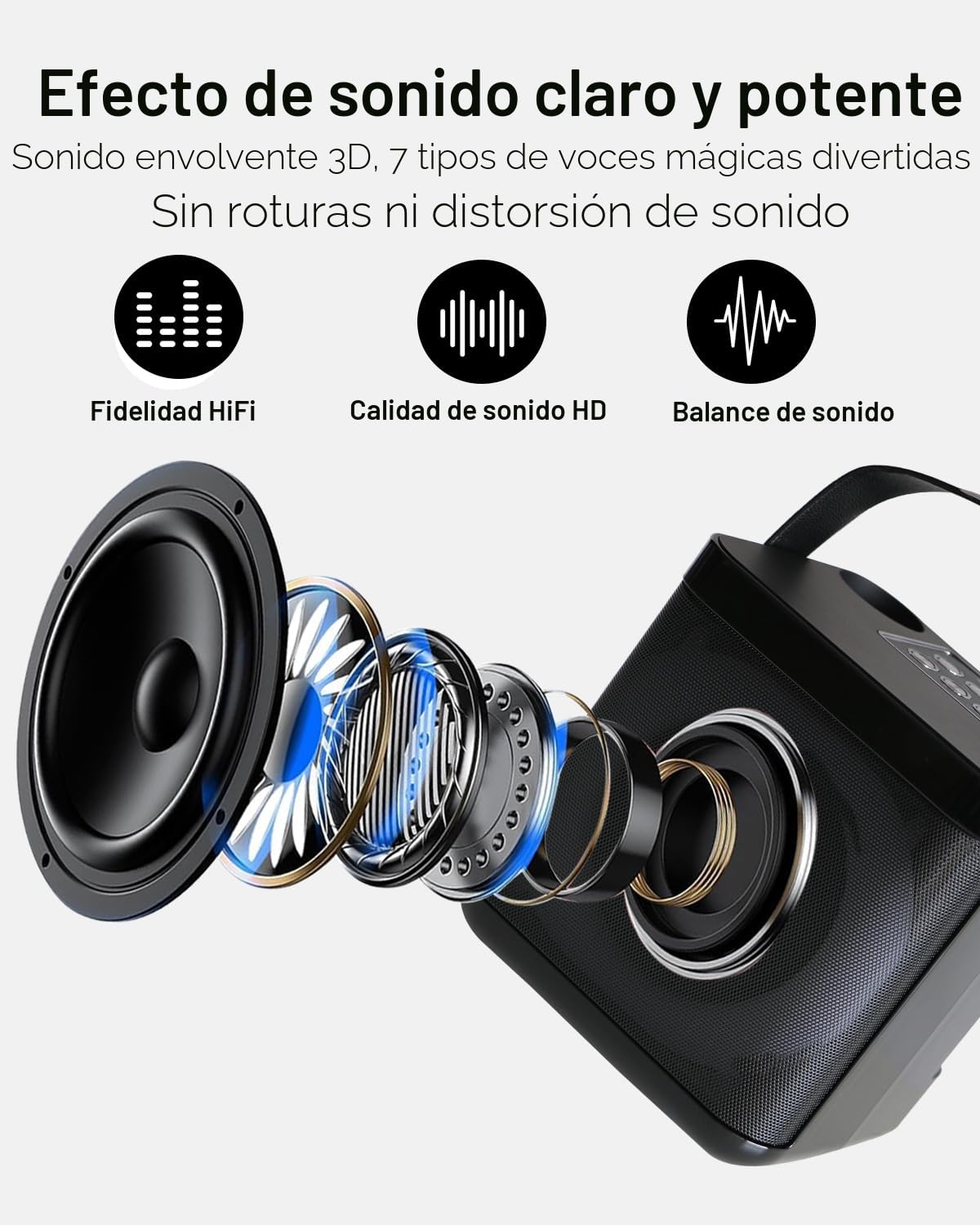 Karaoke 2 microfonos inalambricos,Máquina de Karaoke Portátil, Altavoz con microfono para Adultos y Niños, Altavoz Karaoke Profesional Luces LED, Fiesta en casa/KTV, al Aire Libre, Viajes
