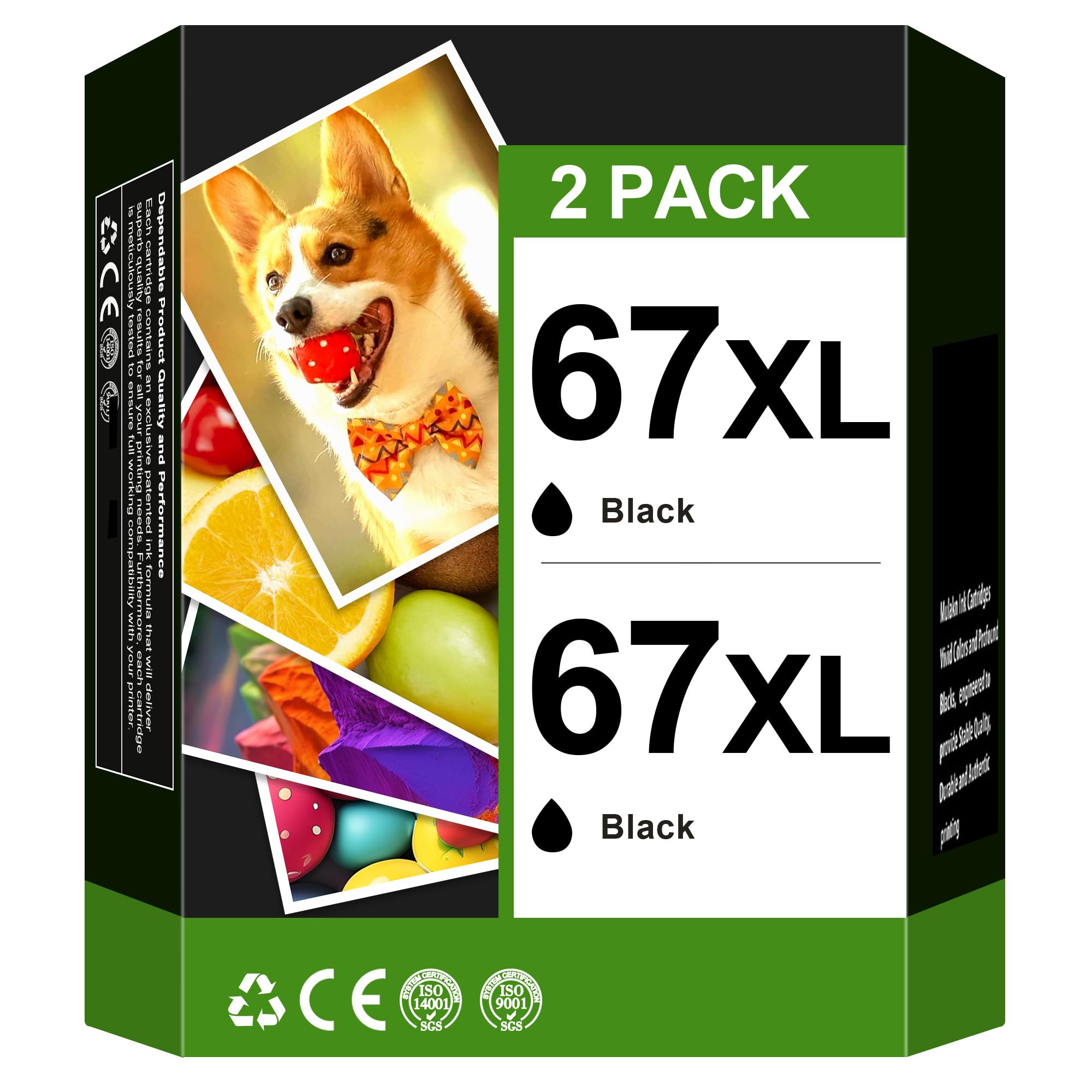 67 XL Ink Cartridges for 67XL HP67XL Black Ink Cartouche Encre for 67 Combo Pack for 67 XL for Deskjet 2700 Ink Cartridges for Envy 6000 6055 6052 6032 6075 DeskJet 2755 2700 4155 Printer