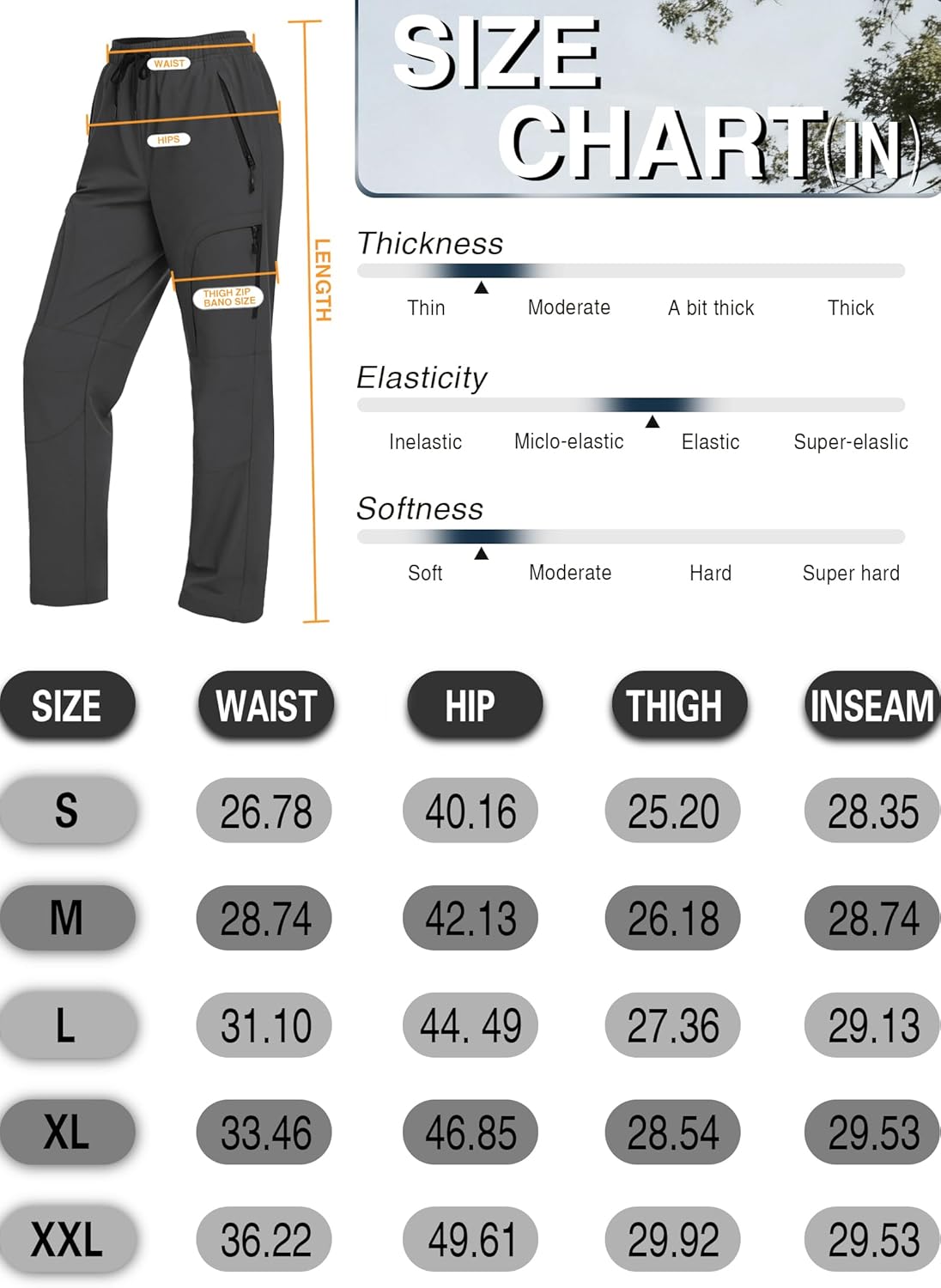 Lightweight Pants Women Hiking Pants Water Resistant Quick Dry Cargo Travel Pants with 5 Zipper Pockets QYY25038