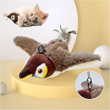 Flying Bird Cat Toy,Flapping Bird Pet Toy,Interactive Cat Toys for Indoor Cats,Interactive Chirping Bird ToySparrow