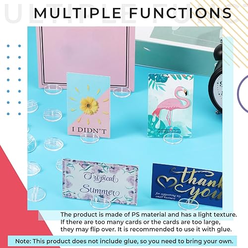 Miniatura 6 de Yinkin 50 soportes para tarjetas de plástico para colocar tarjetas, bases en miniatura de papel, clips de tablero de papel transparente para números