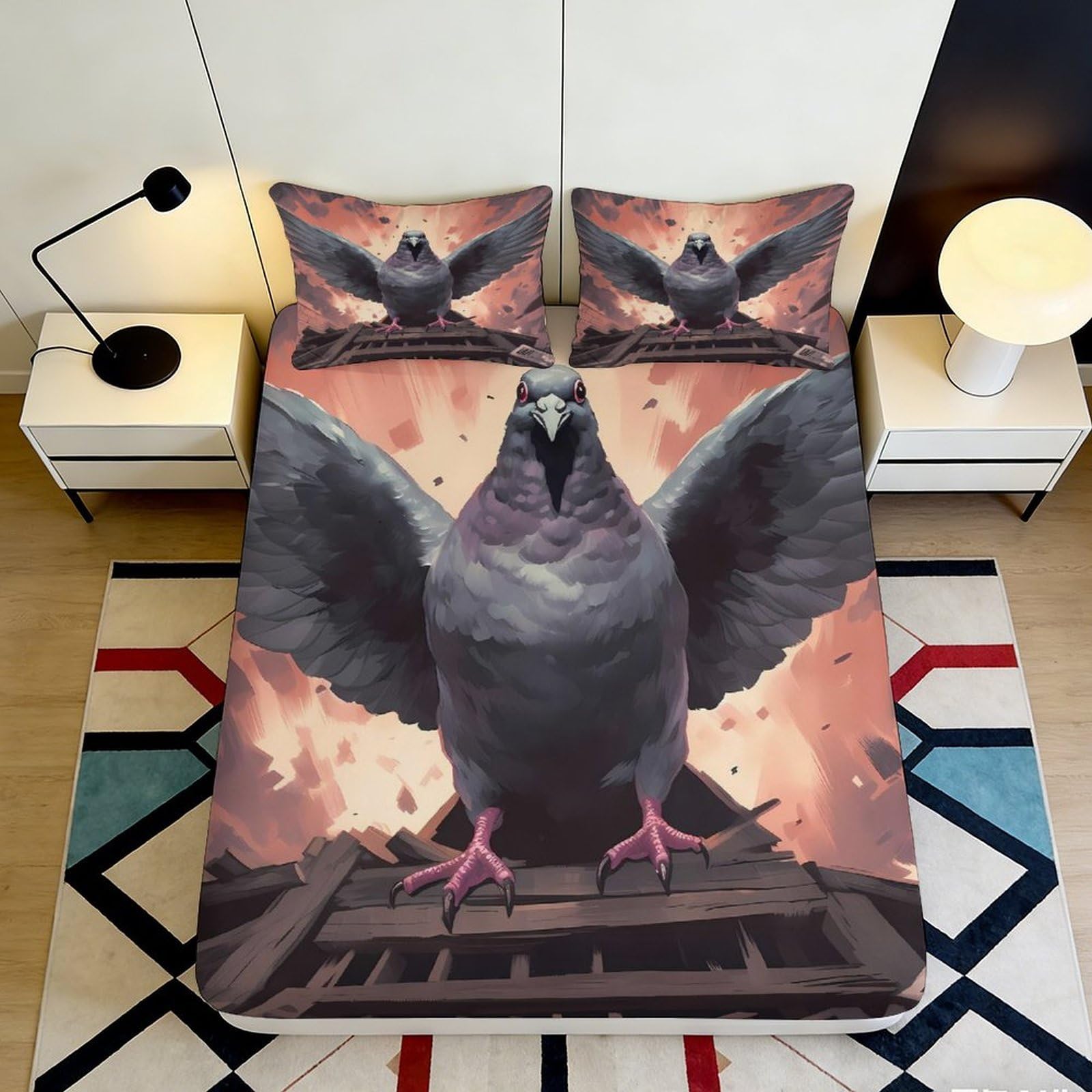 3D Printed Abstract Cat Fitted Sheet Microfiber Mattress Cover for Bedroom, Dorm and Guest Room Decor 90x200x25cm
