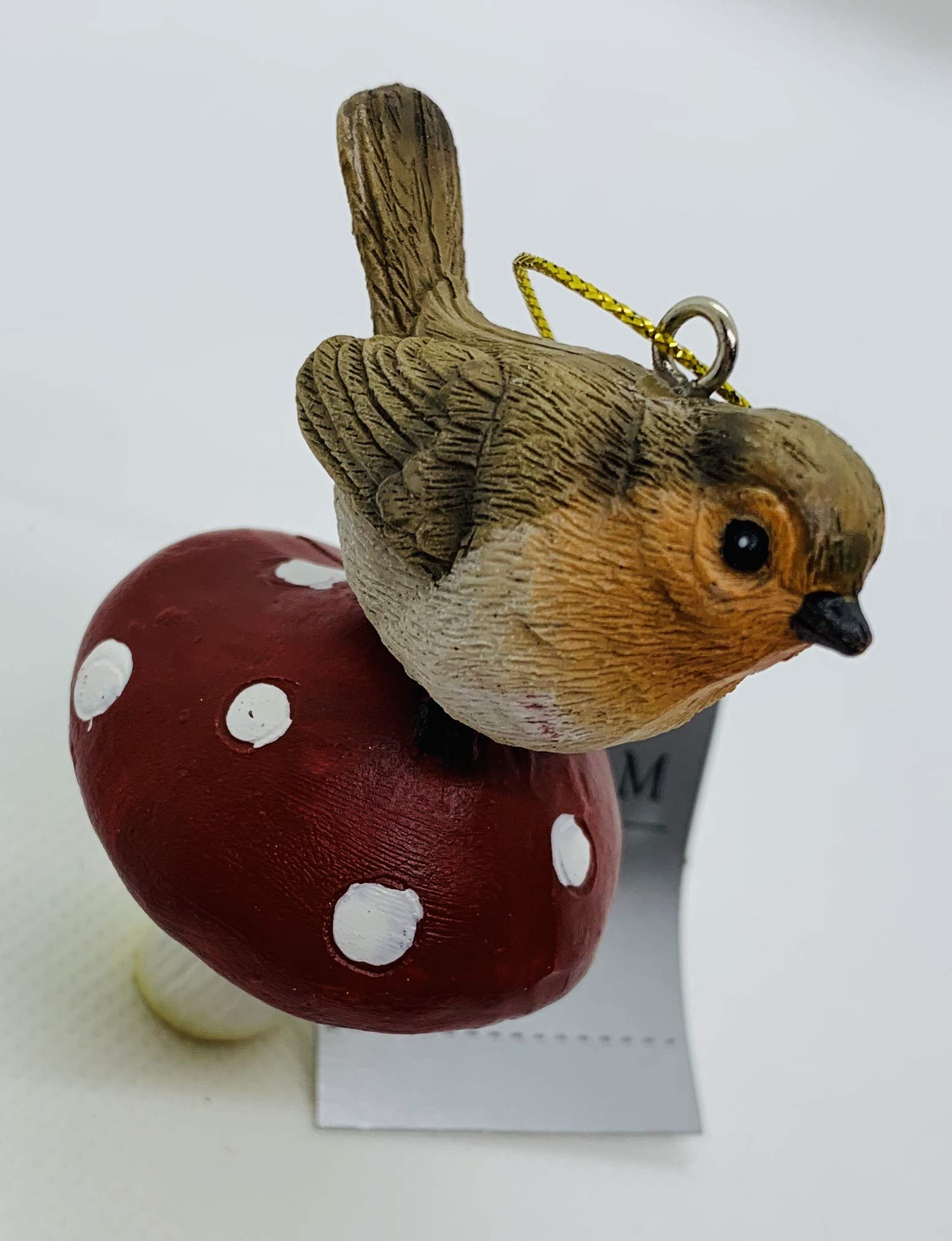 Gisela Graham : Robins on Toadstools Decorations (set of 2)