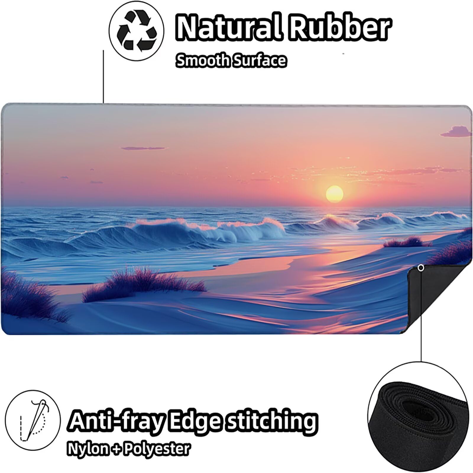 Playa Alfombrilla Ratón Gaming XXL 1500x800x3mm, Alfombrilla Gaming PúRpura Mousepad con Base de Goma Antideslizante Impermeable Desk Mat para Teclado y Raton Accesorios Gaming, Regalos de Hombre F-3
