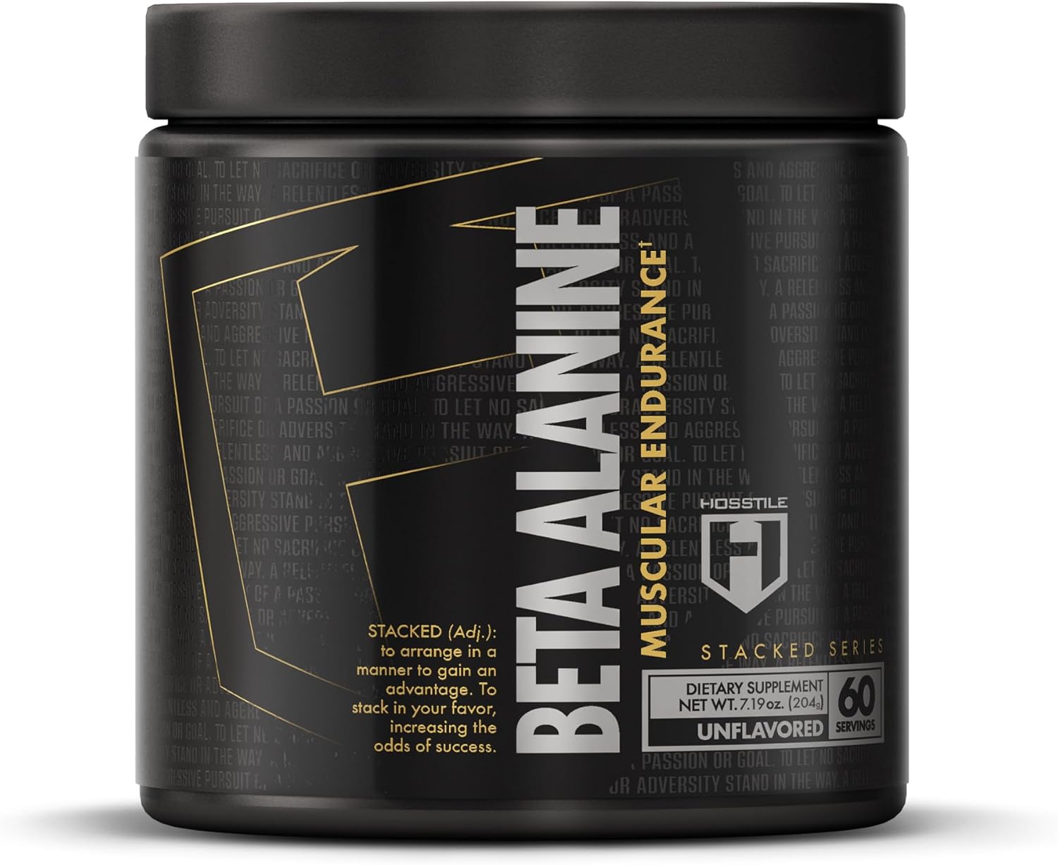 HOSSTILE Beta-Alanine, Beta Alanine Powder, Beta Alanine Pre Workout, Delays Muscular Fatigue, Increases Strength & Performance, Unflavored, 60 Servings