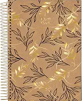 Jandaia - Caderno Espiral Universitário CD 10 Matérias 160 Fls Kraft Black Folhagens Douradas FSC