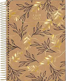 Jandaia - Caderno Espiral Universitário CD 10 Matérias 160 Fls Kraft Black Folhagens Douradas FSC
