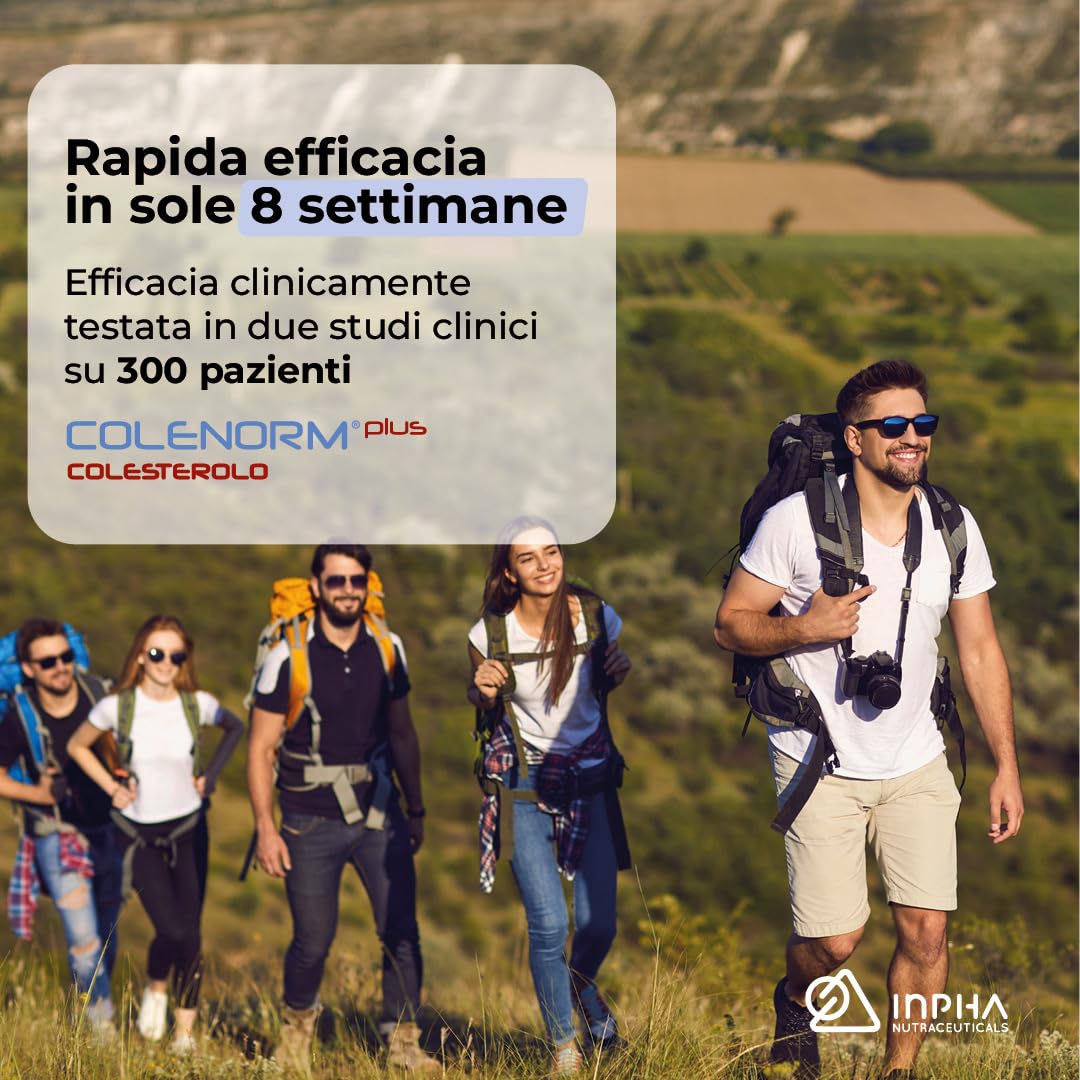 COLENORM PLUS COLESTEROLO® Azione Combinata di Riso Rosso, Tocoferoli e CoQ10 - Efficacia Clinica Testata - Senza Glutine/Lattosio • 60 CPR • INPHA 2000