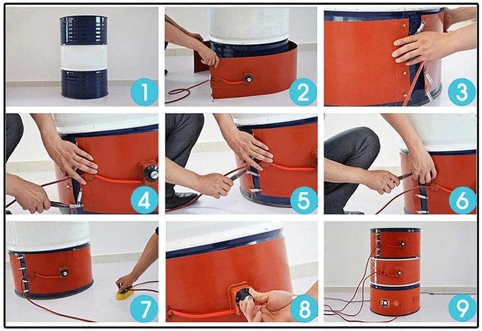 Chauffe-Seau À Tambour en Métal avec Thermostat Réglable Coussin Chauffant for Baril D'huile De Miel Bande Chauffante en Silicone Chauffe-Baril Multifonctionnel
