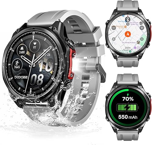 DOOGEE Anywise W1 Pro - Reloj inteligente para hombre, 5 ATM de doble banda GPS sin conexión, relojes inteligentes de fitness de 1.43 pulgadas para