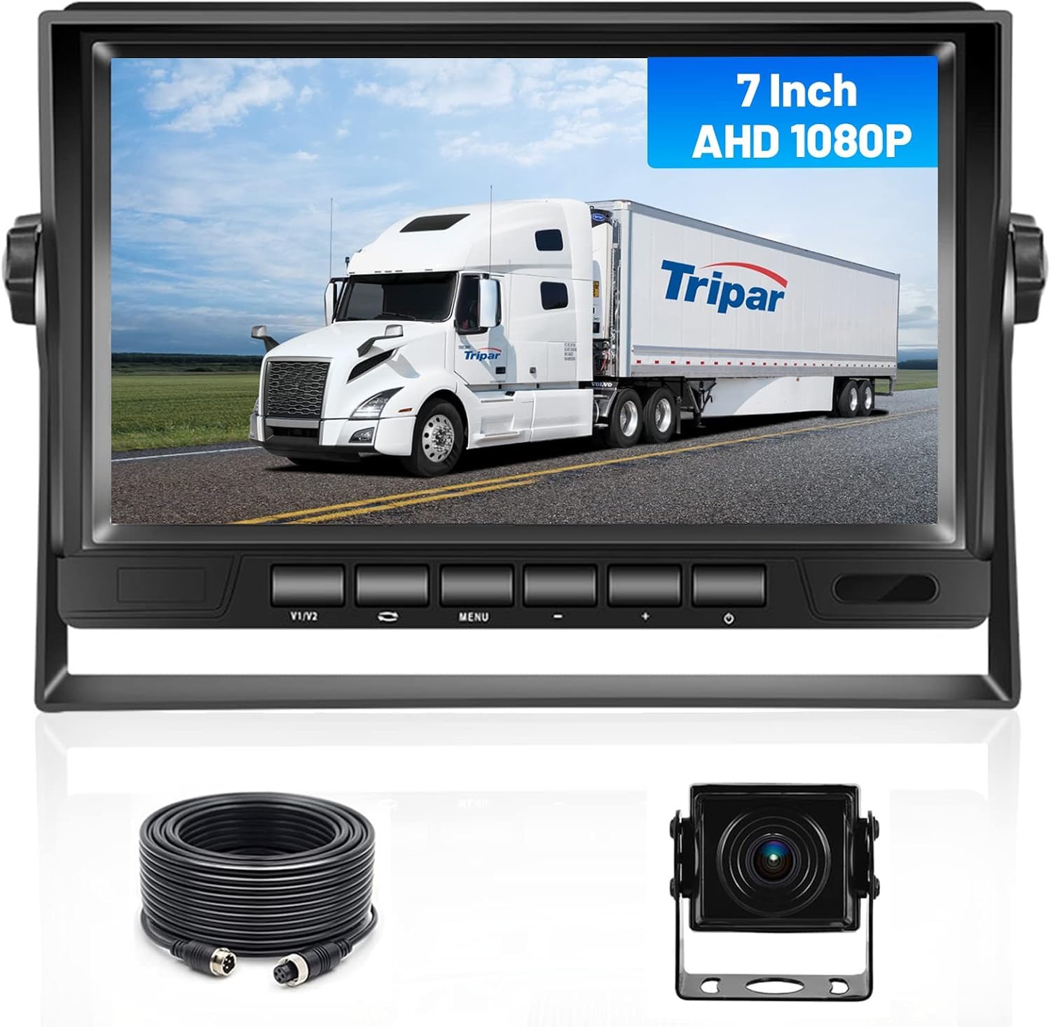 Hikity Kit Cámara Marcha Atrás AHD 7" LCD 1080P IP69 15M | Visión Nocturna IR. Estacionamiento. Coche/Camión/RV