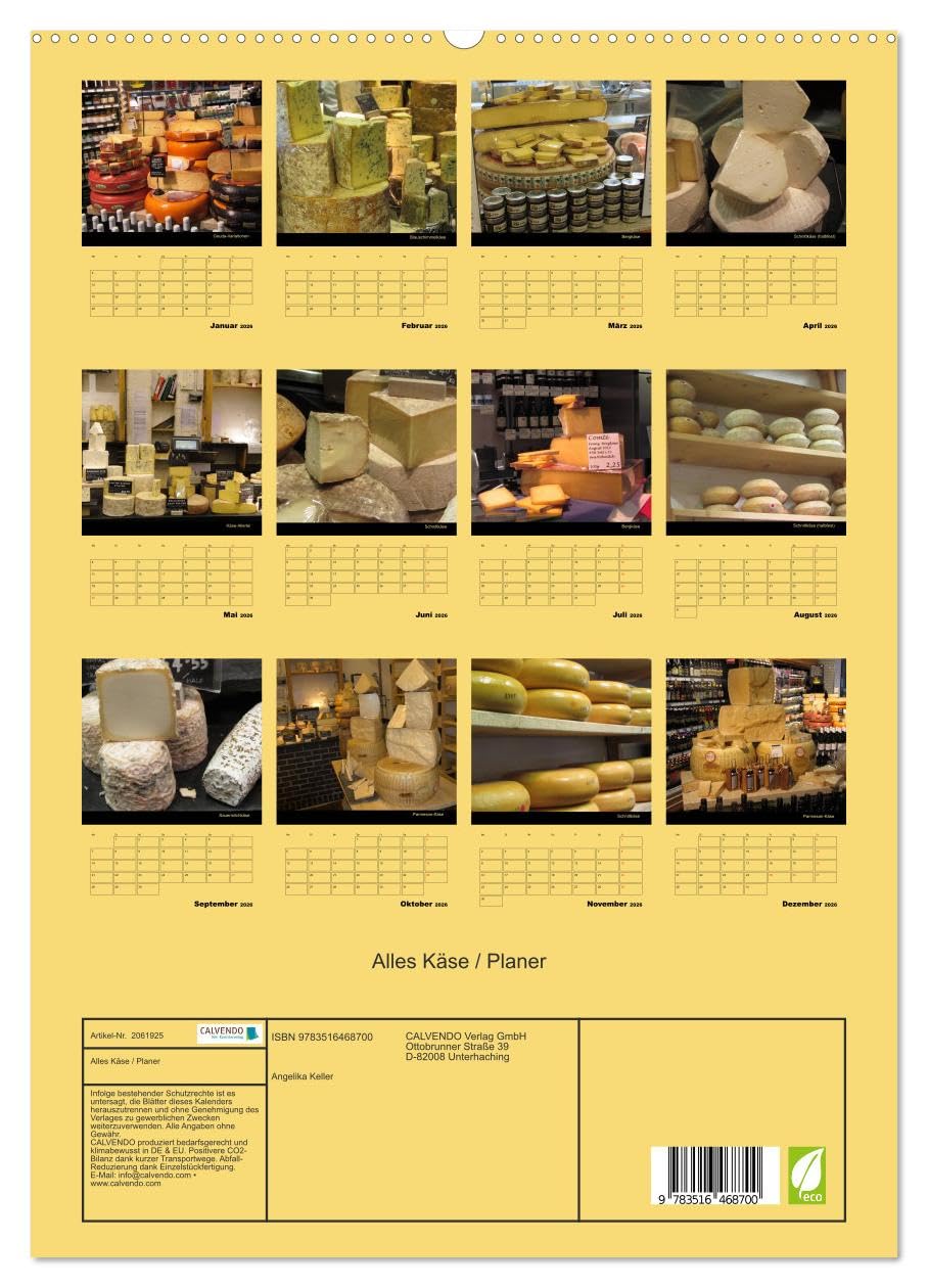 Alles Käse/Planer (hochwertiger Premium Wandkalender 2026 DIN A2 hoch), Kunstdruck in Hochglanz