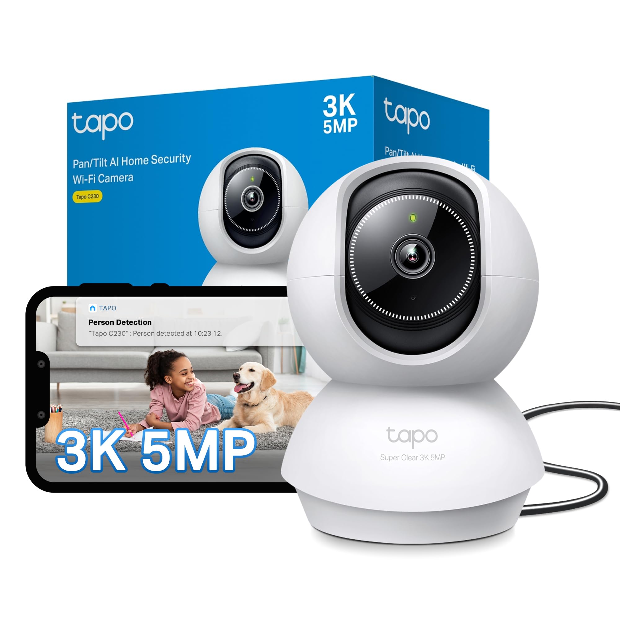 Tapo C230 3K 5MP Pan/Tilt Indoor Security Camera Pet Camera Baby Camera