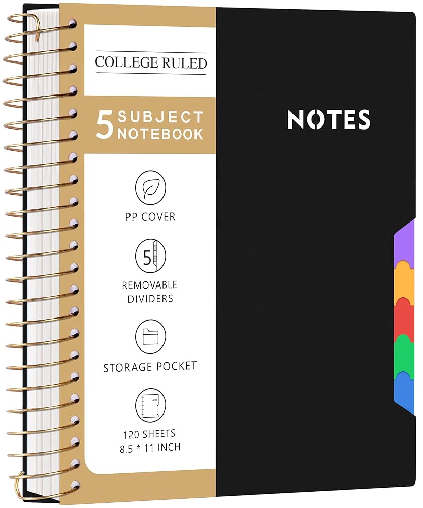 ୨୧ はるページ Amazon.com : Huhuhero 5 Subject Notebook with Dividers, 240