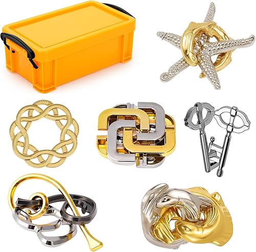 Miniatura 8 de Juego de 9 piezas de rompecabezas de metal para el cerebro y el cerebro, juego de regalo para adultos y adolescentes