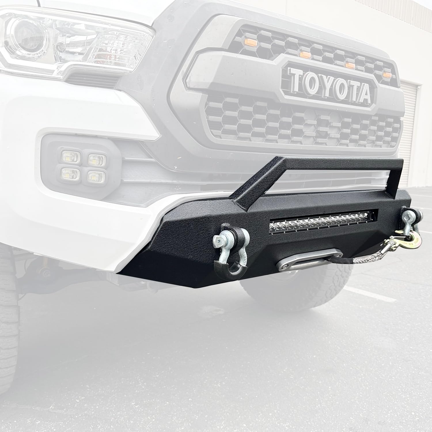 EAG Front Bumper Guard Textured Black Steel Compatible with 2016-2023 Tacoma Rock Crawler