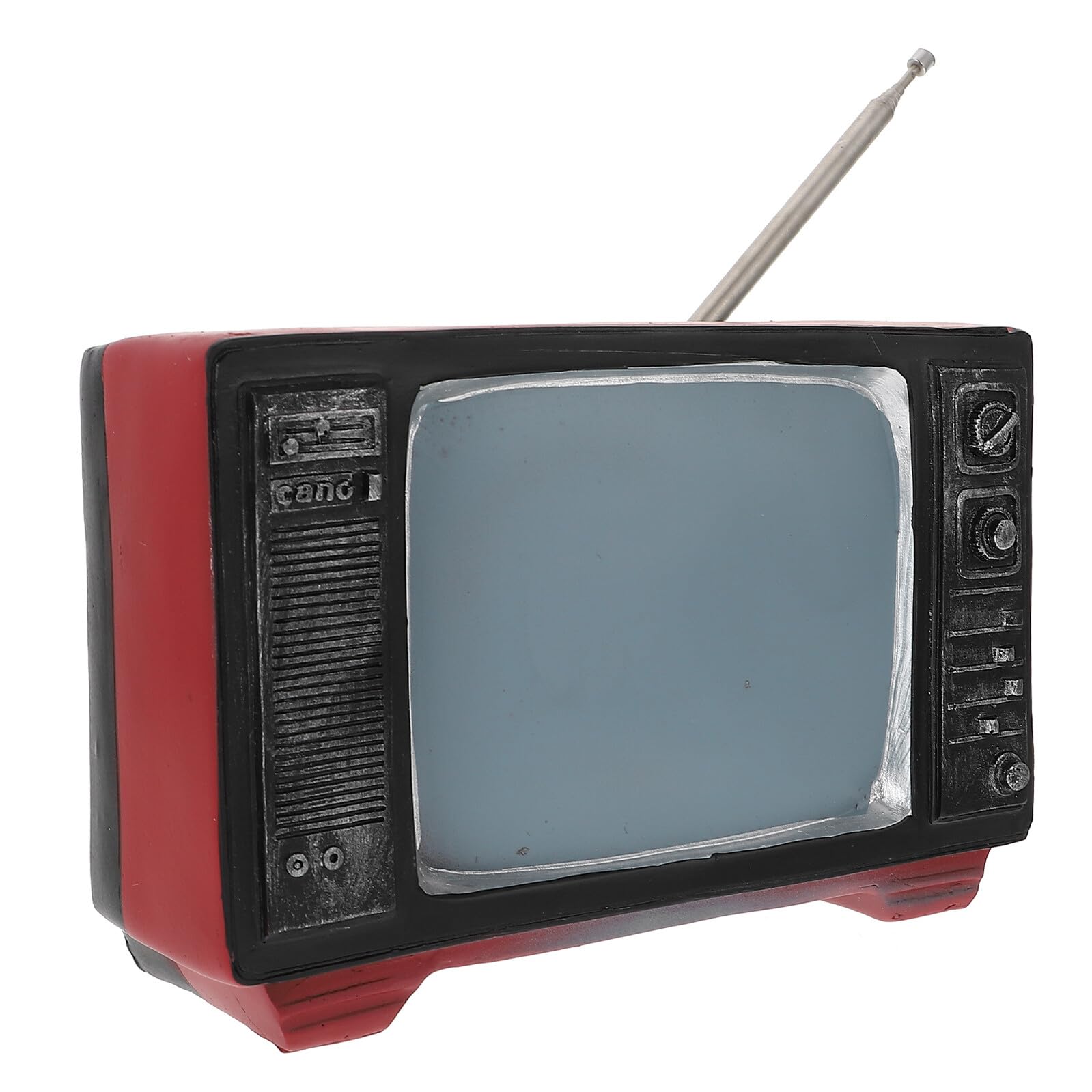 Mini télé rétro élégante en résine noire ornement de table haute finition