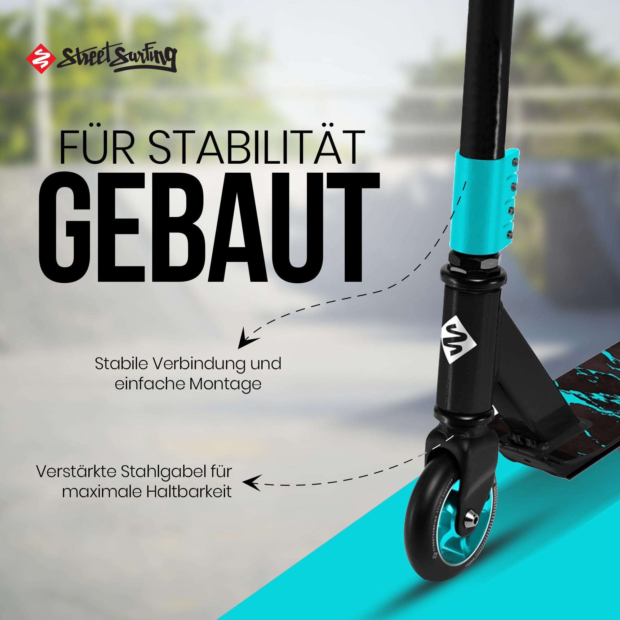 Street Surfing Hulajnoga wyczynowa torpedo – wytrzymała hulajnoga aluminiowa – ABEC 7 Ball Bearings, Freestyle & Trick Scooter z kółkami 110 mm