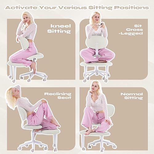 Miniatura 7 de Silla ergonómica de oficina con patas cruzadas con ruedas, silla de TDAH para adultos, silla de meditación, silla de oficina de yoga, soporte de