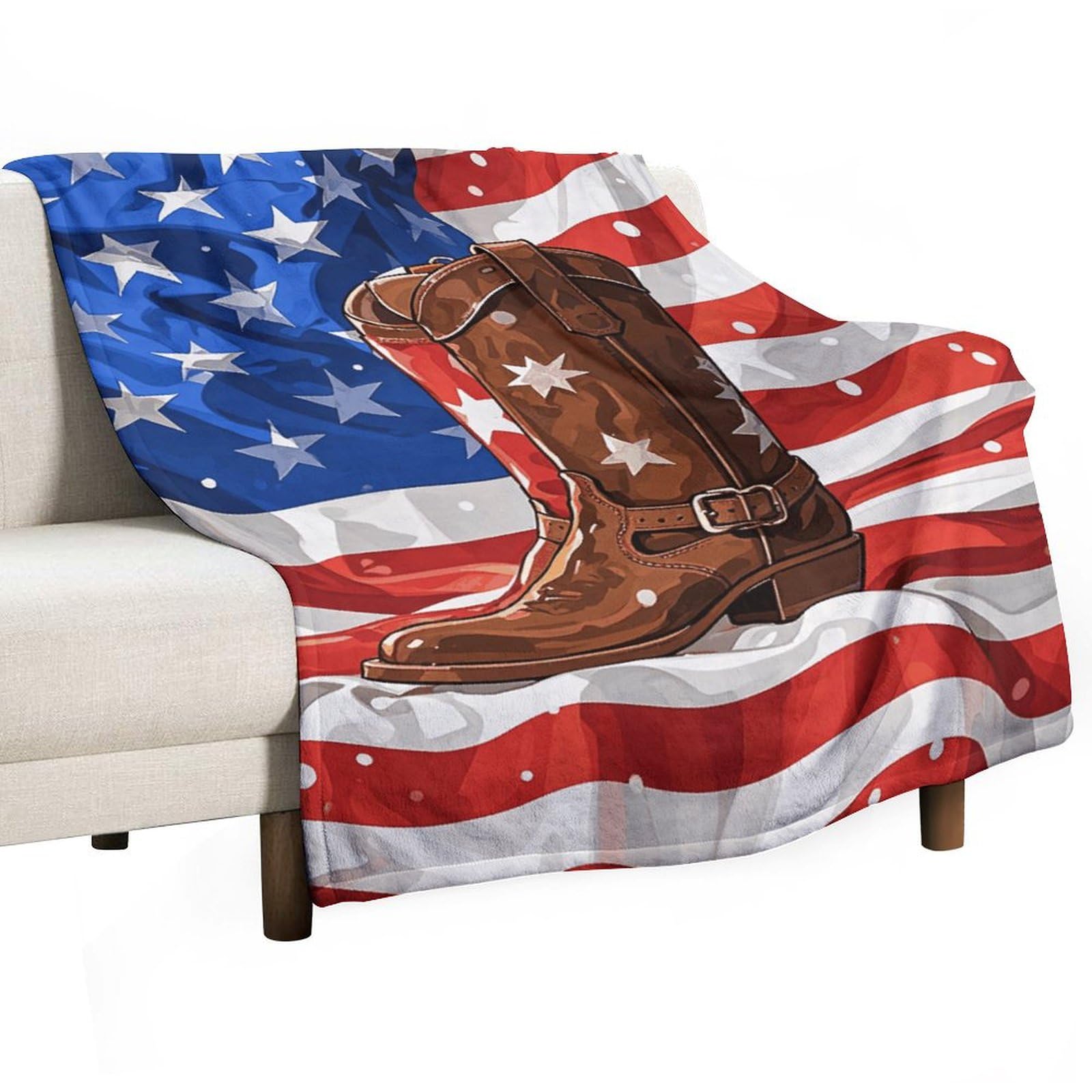 Couverture flanelle légère et chaude à motif cowboy pour lit et voyage