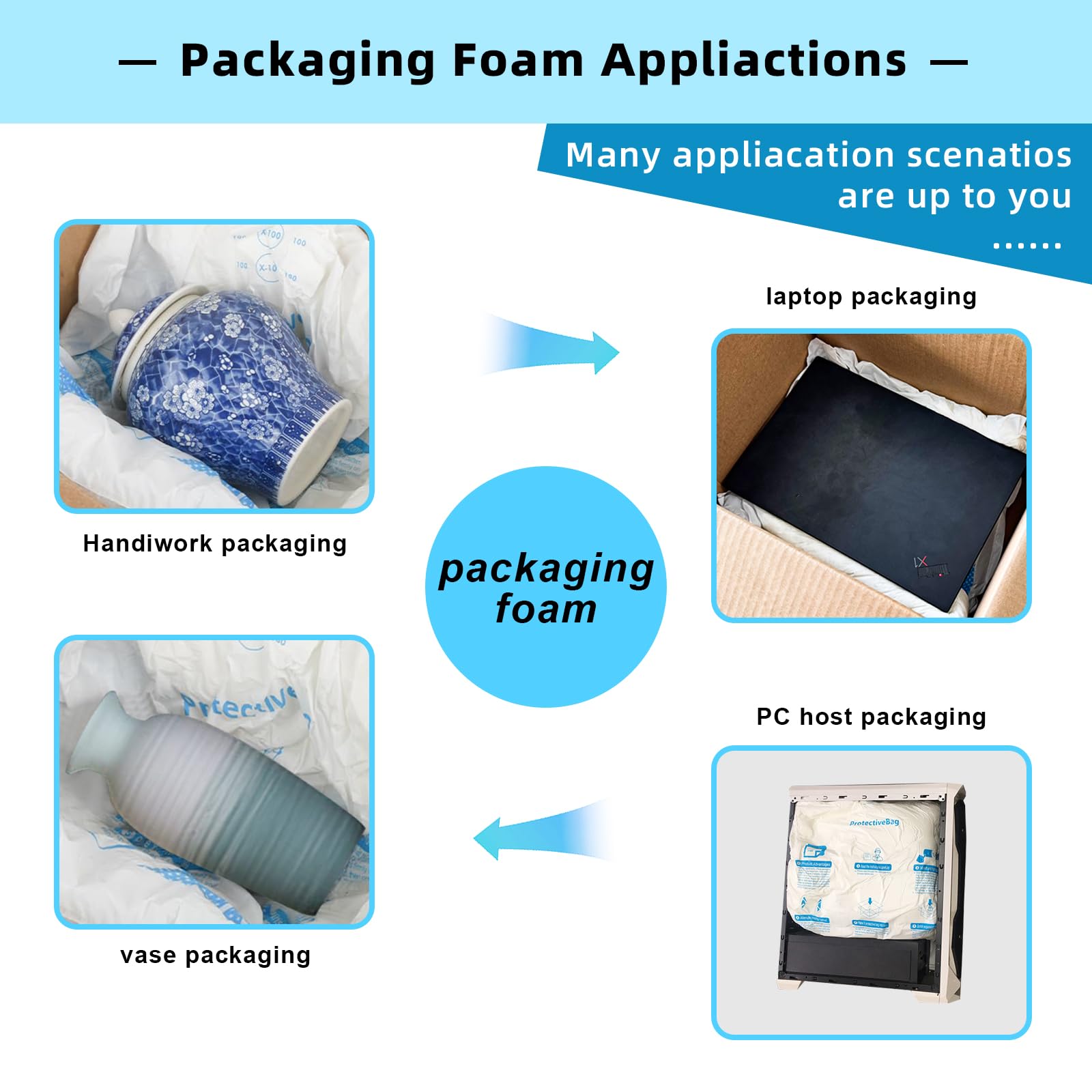 8 pz 14 ''* 16 '' Espansione Schiuma Imballaggio Per La Spedizione PC & Valori & Fragile Forniture In Movimento Per Oggetti di forma Irregolare Antiurto Bubble wrap per lo spostamento Applicato Per