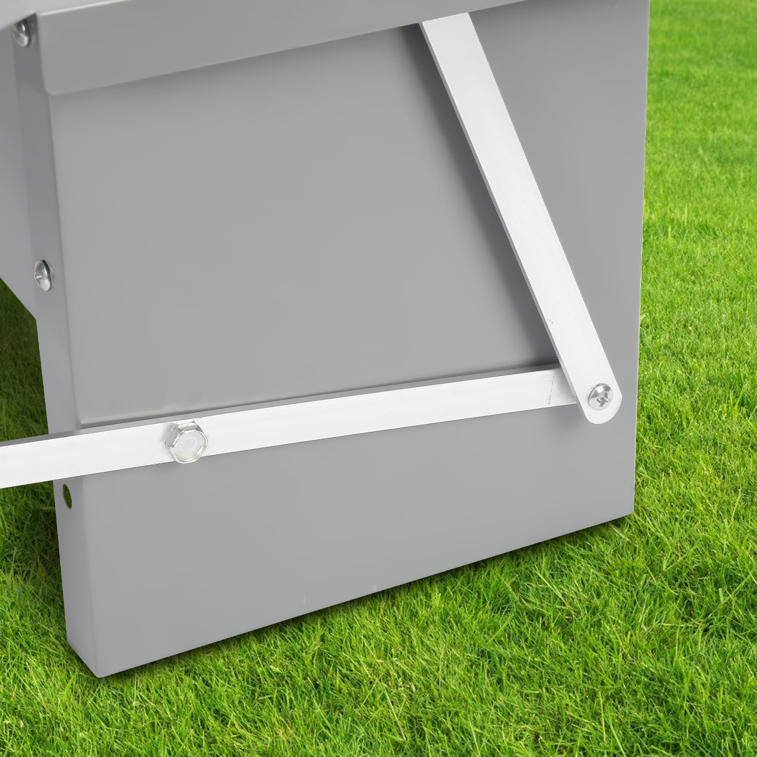 Comedero automático para pollos con placa de estribo, tapa, 5 kg, galvanizado, resistente al agua, comedero para pollos, 2 comederos a prueba de ratas, comedero automático para gallinas