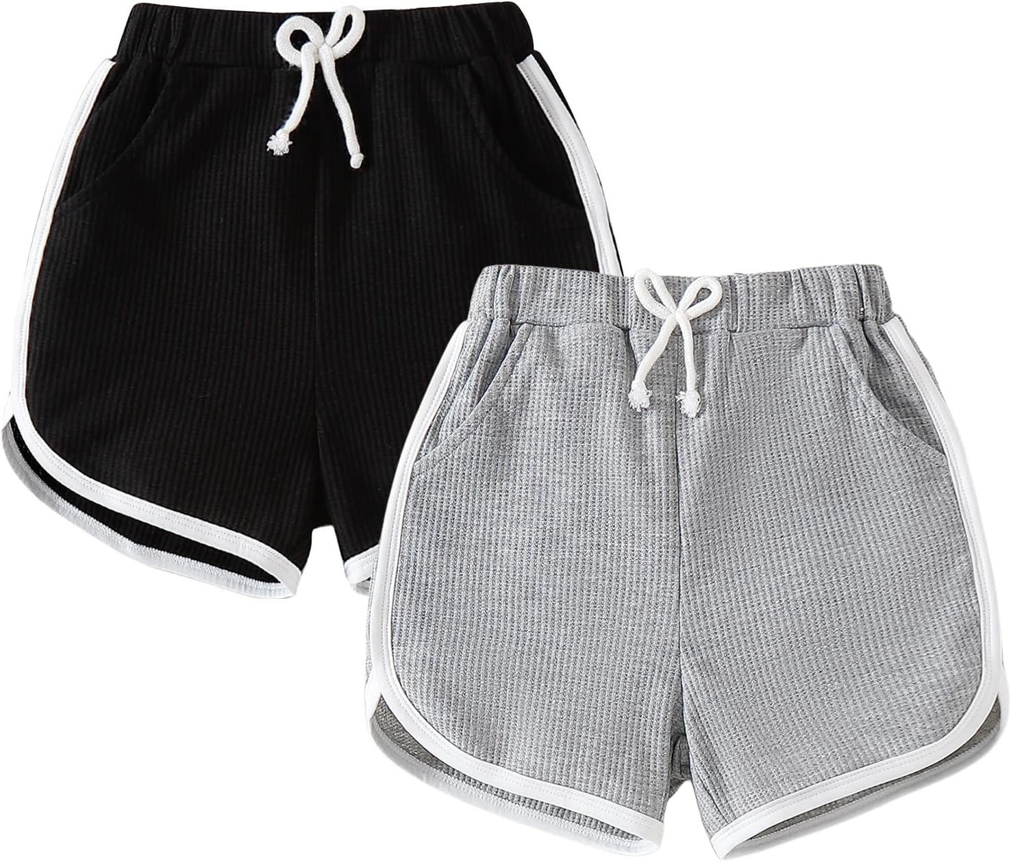 SOBOWO Girls Waffle Shorts 2 Pack Dolphin Shorts Summer Oufits 6-12 Years
