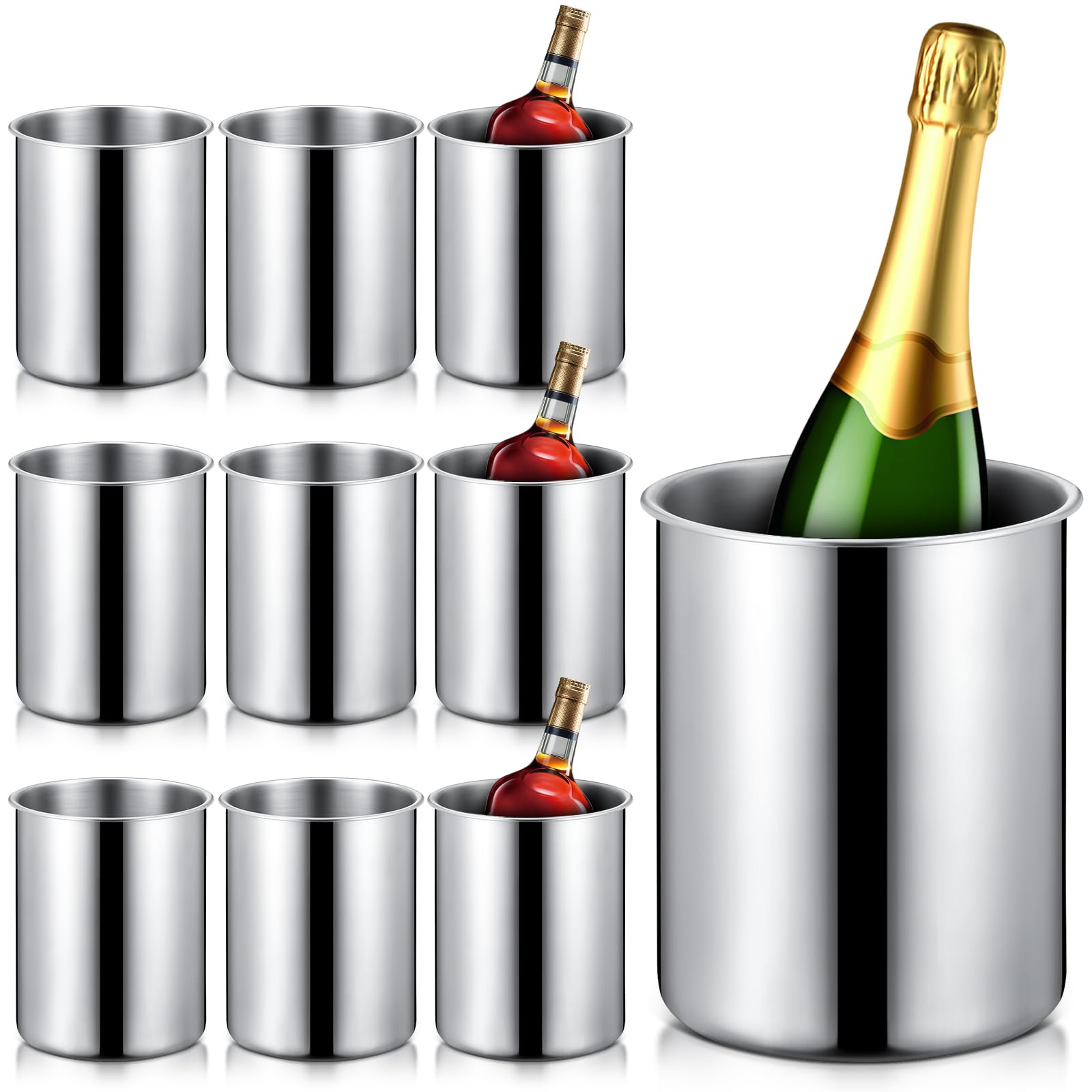 Domensi 10 cubos de vino de 750 ml, cubos de champán de acero inoxidable para botellas que mantienen el frío durante horas
