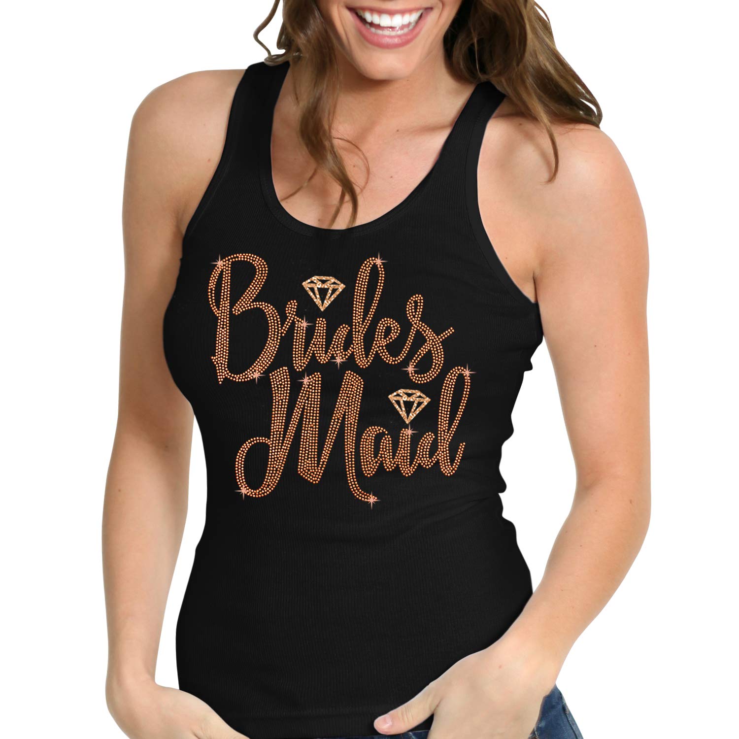 RhinestoneSashBride, Bridal Party Bachelorette Shirts - Bride, Bridesmaid, Maid of Honor, Bride Squad Tanks