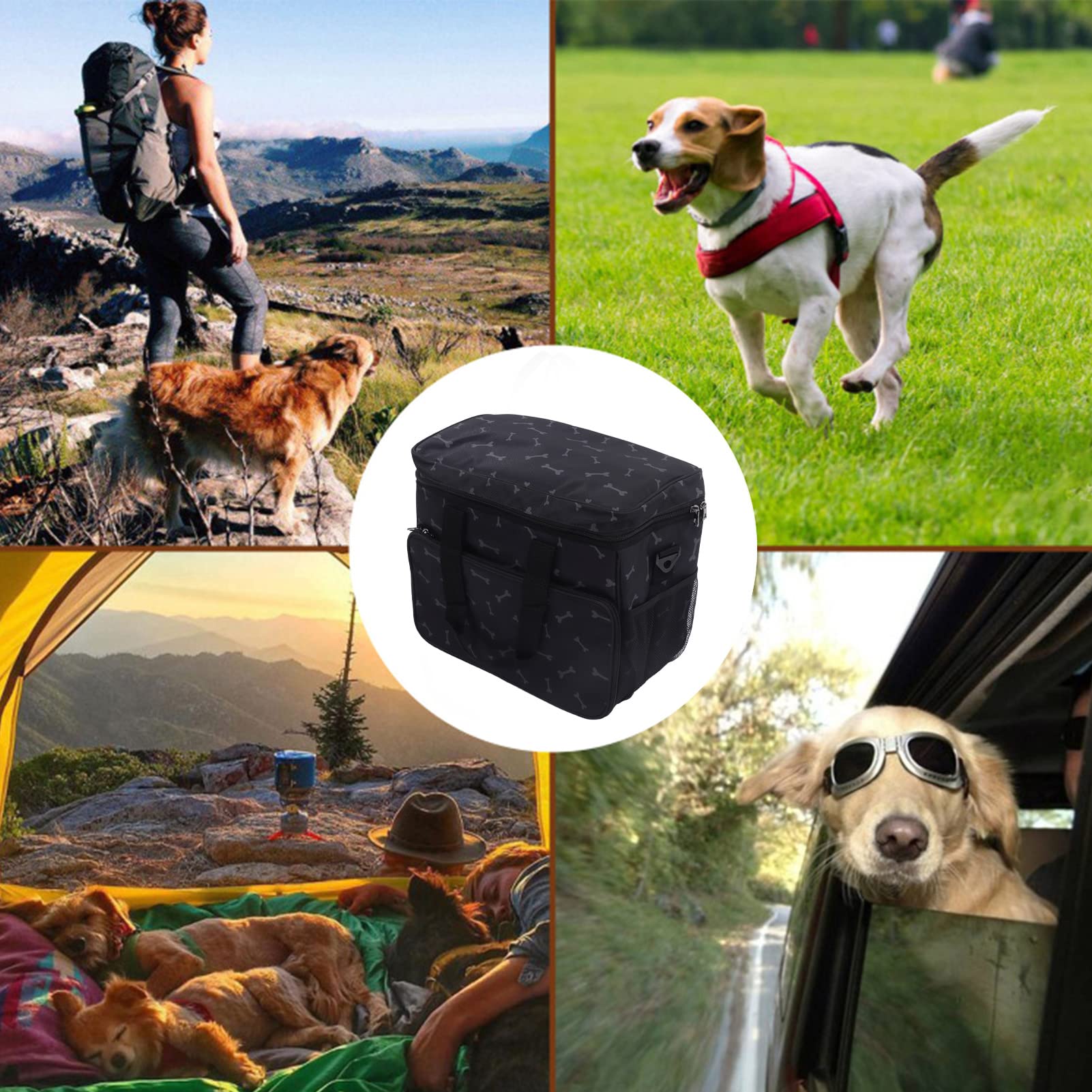 Pongnas Hunde Reisetasche, Hundefutter Reisetasche Hunde Fluggesellschaft Zugelassener Totentasche mit Multifunktionstaschen Wochenendhunde -Reise -Set für Reisen Wanderaktivitäten Im Freien Im
