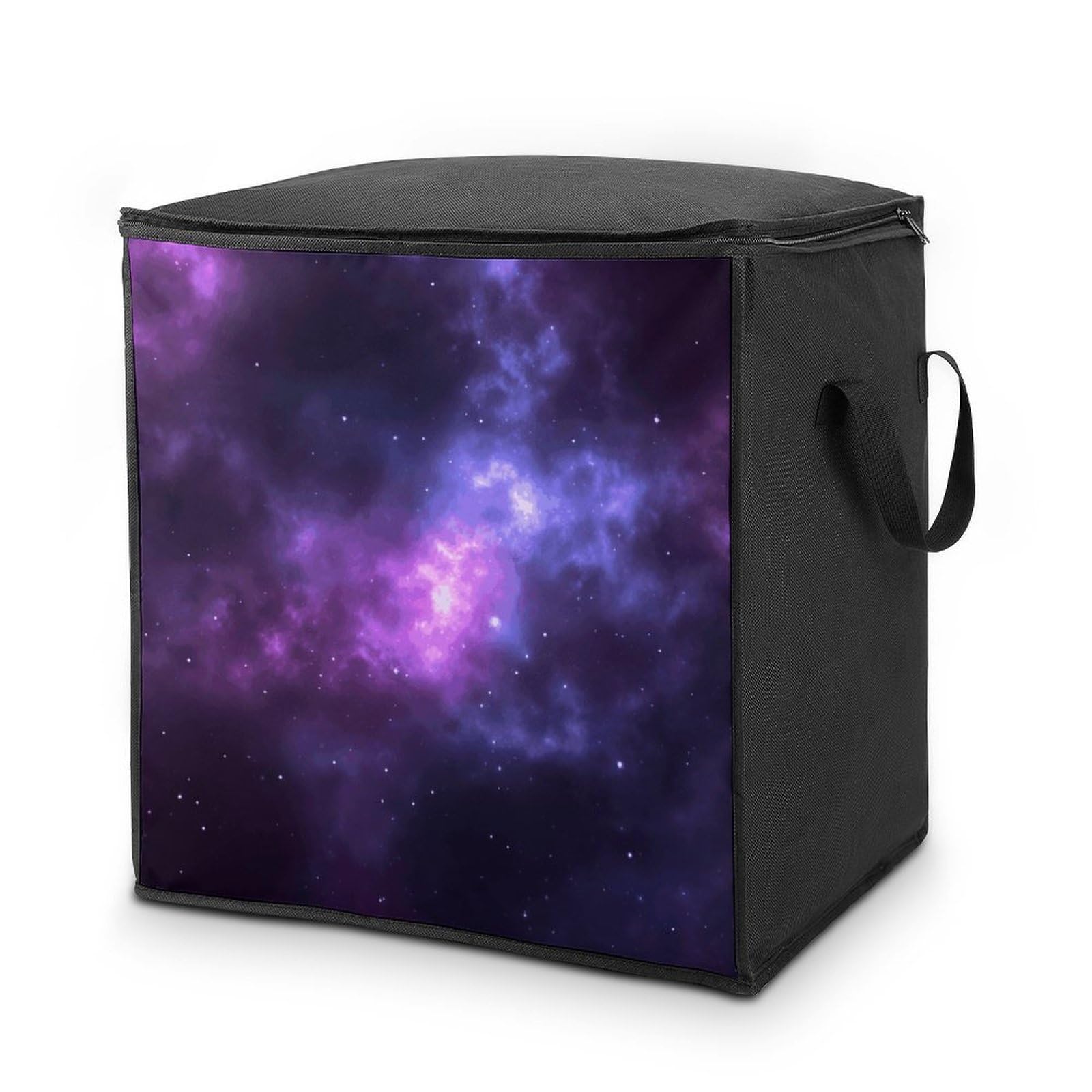 70L Magic Galaxy Sky Purple Storage Bag With Zipper Closet Organizers with Handle for Home Storage Organizer for Blankets Quilts Clothes Comforter Bedding And Pillows