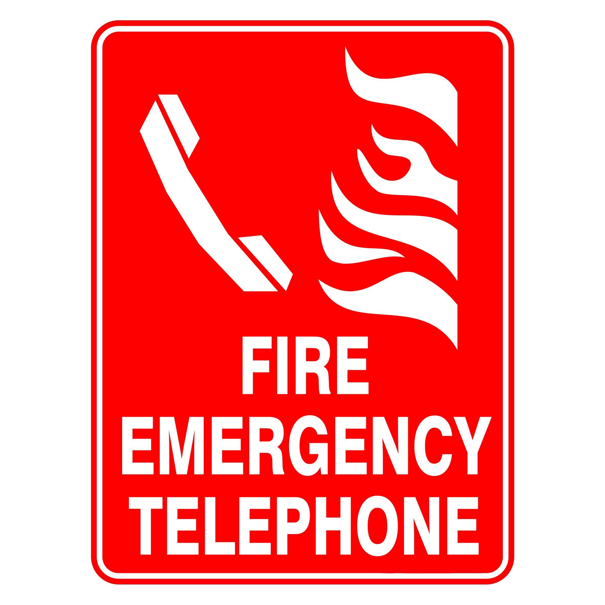 Fire Emergency Telephone Safety Signs Metal Tin Sign 8 x 12 inch for Industrial & Commercial