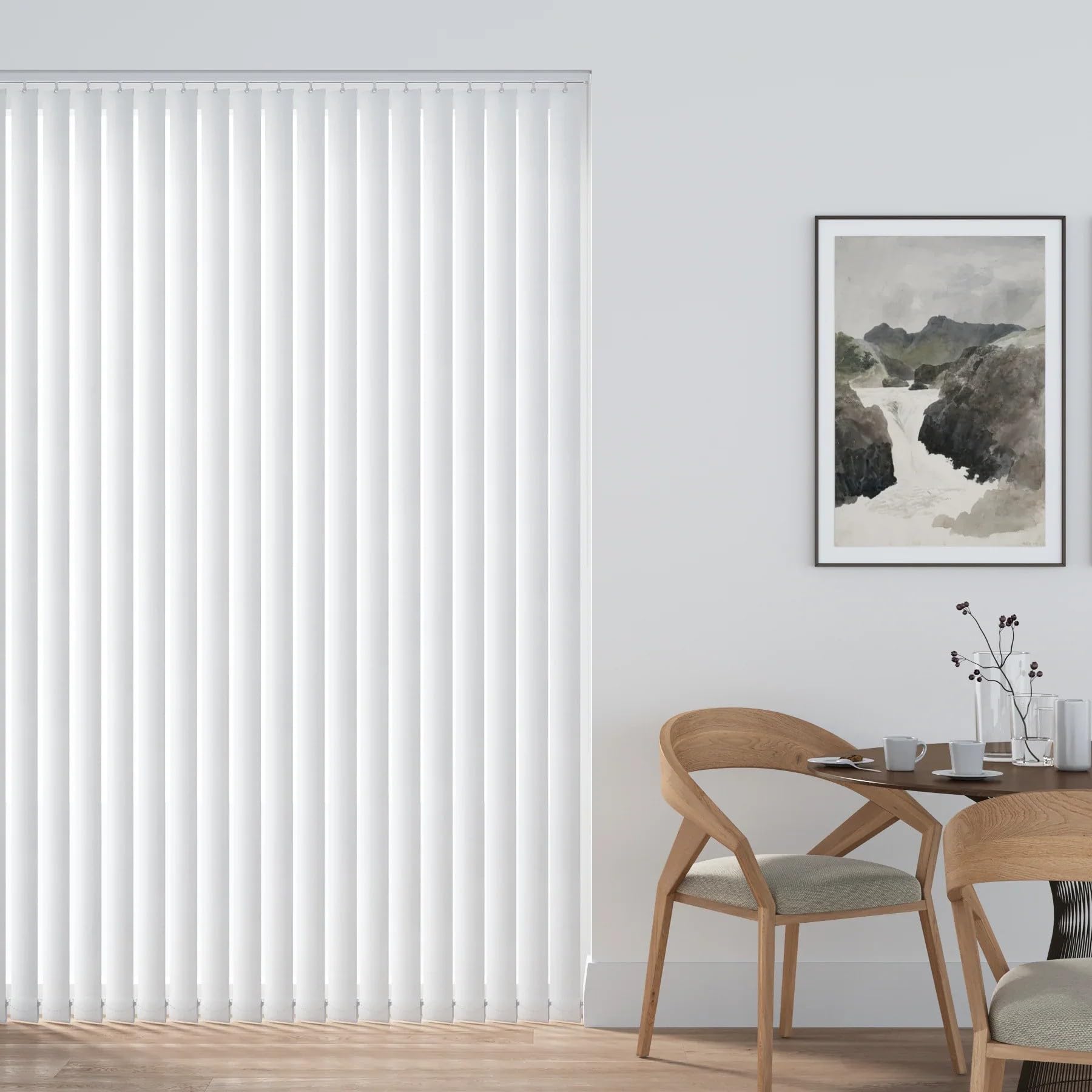 Premium Made to Measure Custom Vertical Blinds - Cloud - Complete Set with Vertical Blind Slats & Rail (Upto 150cm Wide X 200cm Drop)
