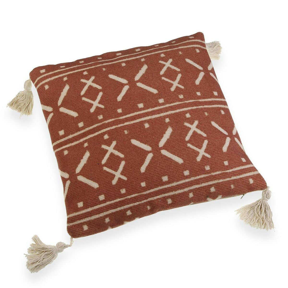 Coussin Rouge Versa 45x45 cm à Glands pour Canapé Manquant de Style