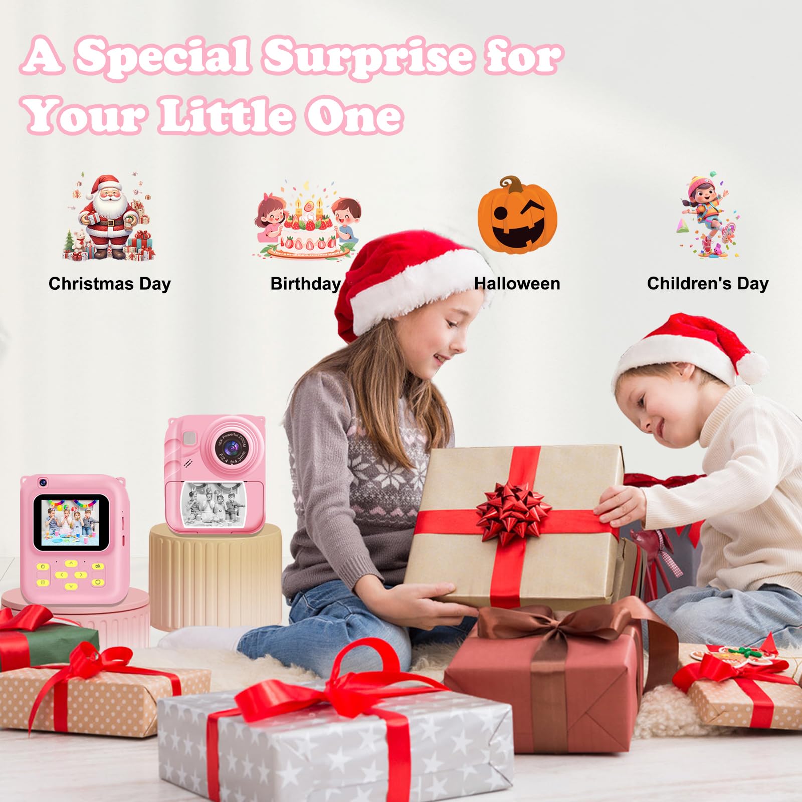 Cámara infantil para niños de 3 a 8 años, videocámara para niños con bonita cubierta y tarjeta SD de 32 GB para niñas y niños (rosa)