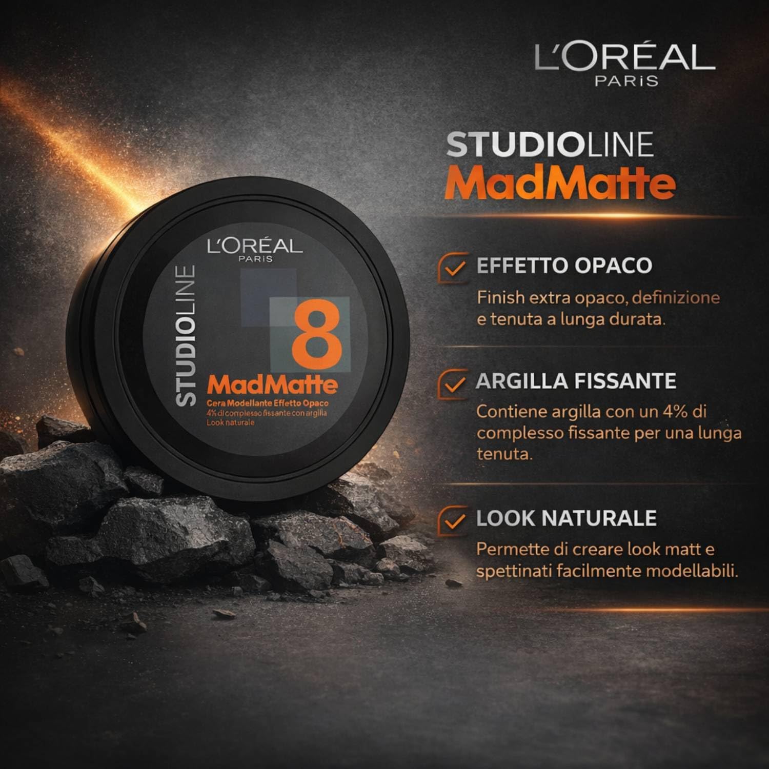 L'Oreal Paris Studio Line 8 Mad Matte Modellierwachs, matt, starker Halt, mit Ton, 75 ml (6)