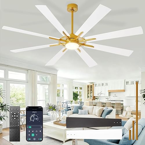 Miniatura 15 de Ventiladores de techo grandes con luces: moderno ventilador de techo para exteriores de 72 pulgadas y 8 aspas con control remoto de aplicación,