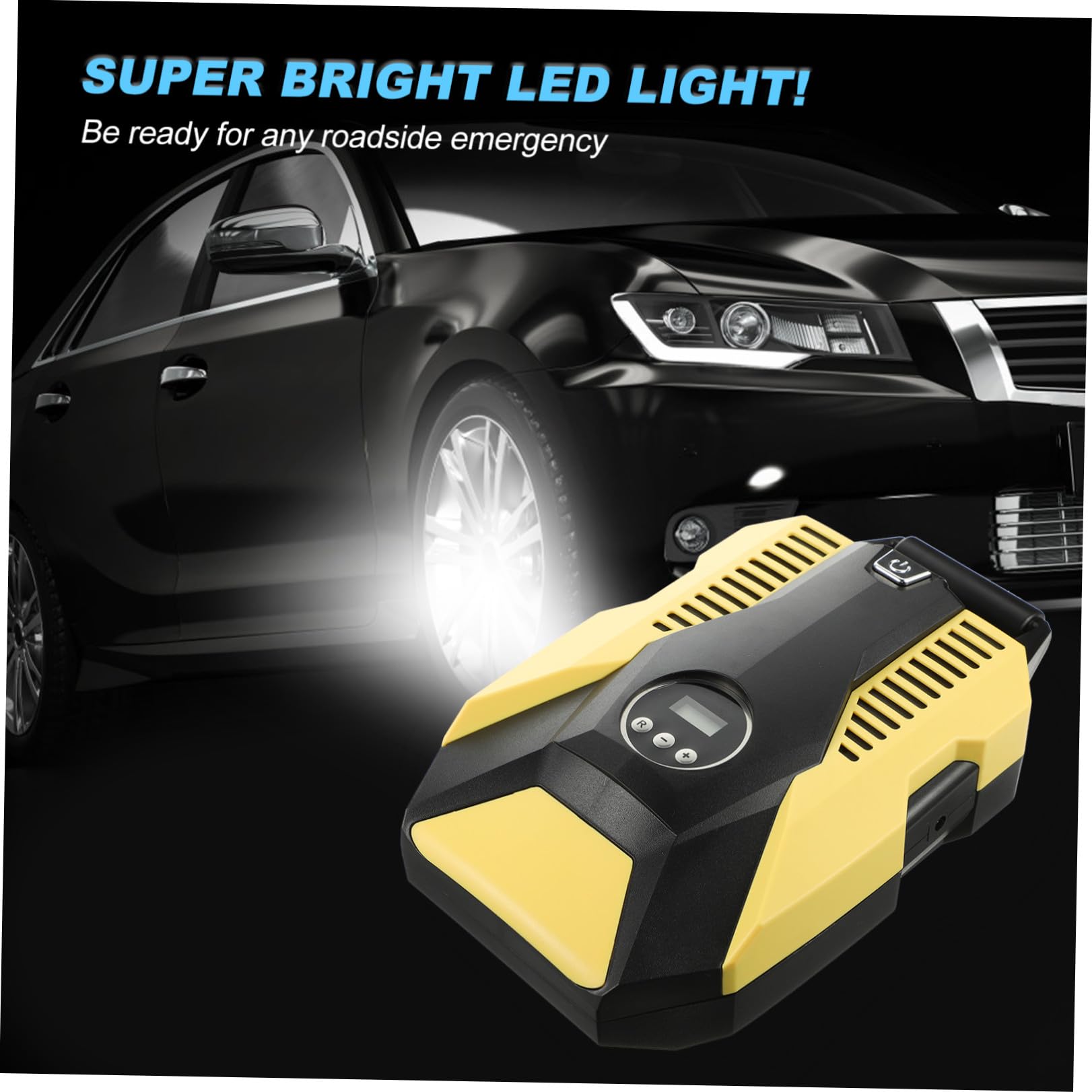 Amosfun Inflador Inteligente Portátil de Coche para Digital Neumáticos Material 12v con Bomba de Aire Automática y Pantalla Abs y Cobre, Presión Estable y Parada