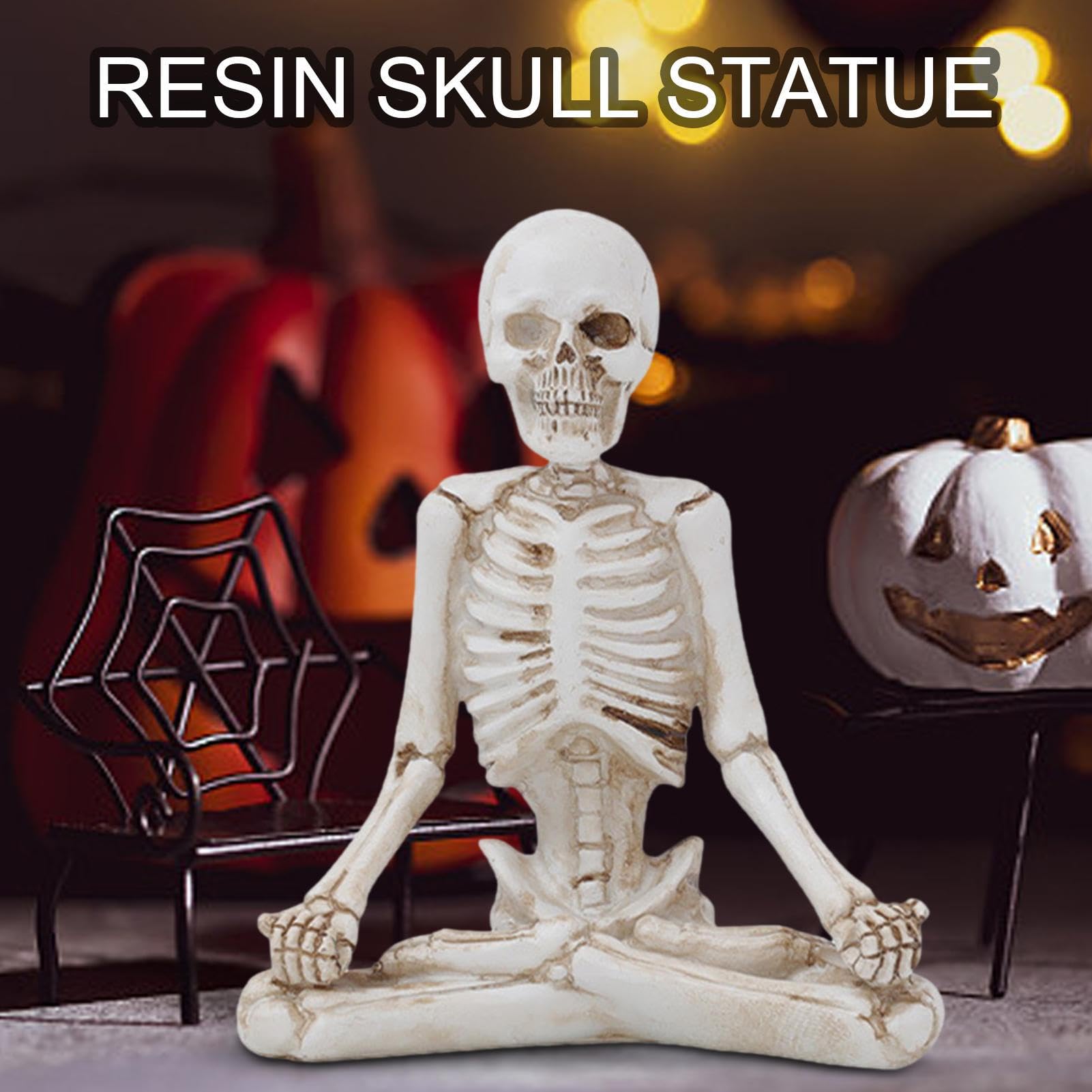 Yoga Skeleton Figurines, Skeleton Accessories Skeletons Statue Funny Halloween Decor with Yoga Decor Skeleton Figurines Skeleton Figurines for Halloween Gothic Home Decor (meditation
