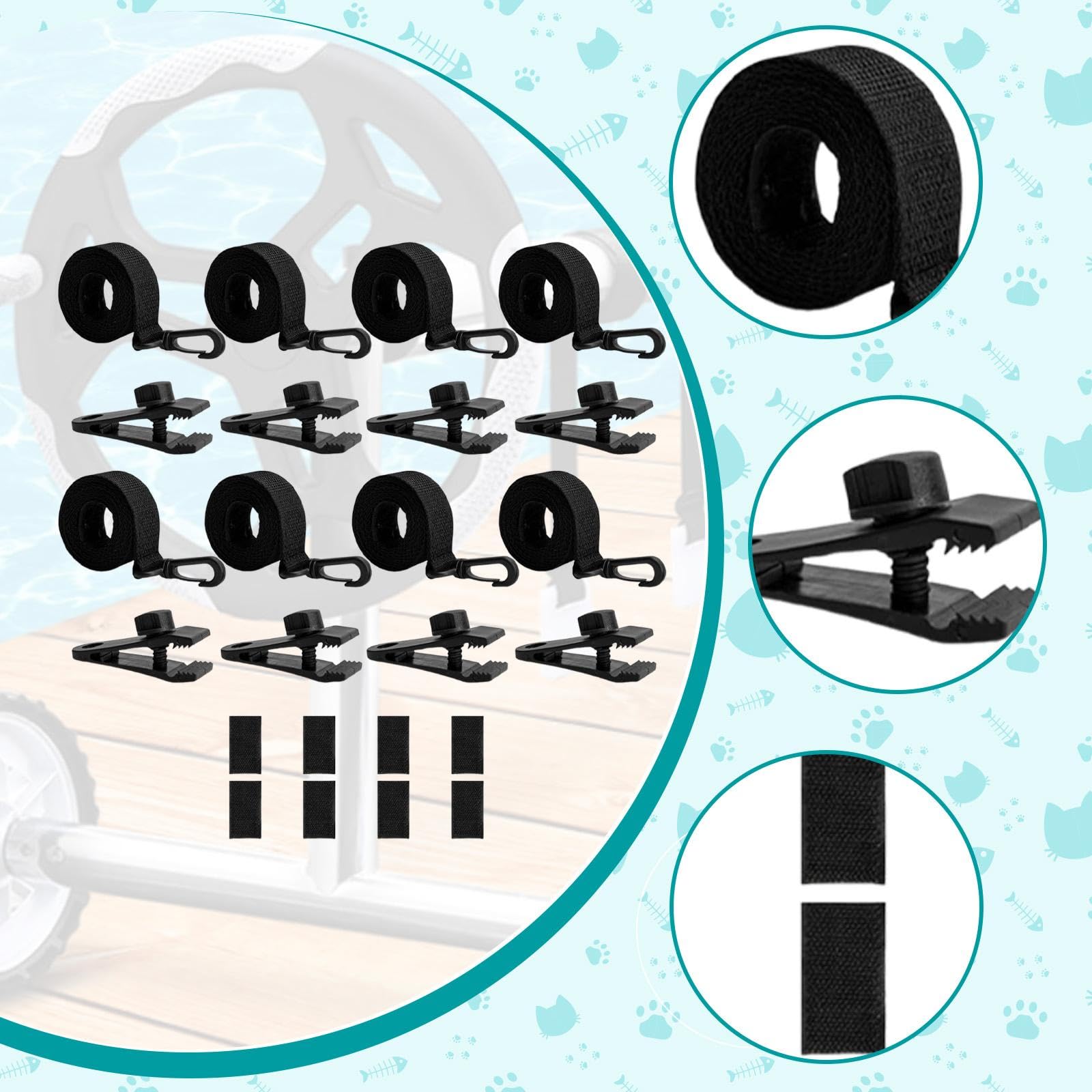 Fenteer Kit de 8 Piezas de Fijación de Carrete para, Correas para de Piscina