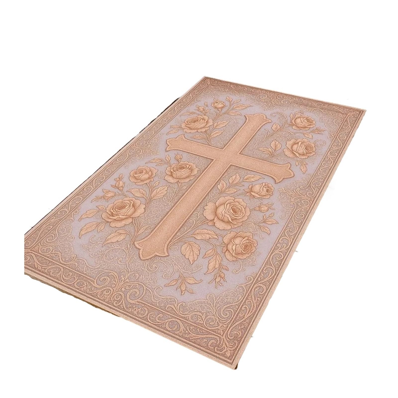 DEPYEE 1pc Cross Rug Christian Prayer Carpet Symbol(2,40X60cm)
