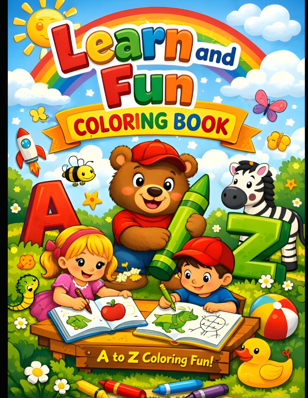 ABC Coloring Book for Kids Ages 3–6: Fun A to Z Alphabet Coloring Book with Cute Illustrations to Learn Letters, Animals & Early Skills for Toddlers and Preschoolers